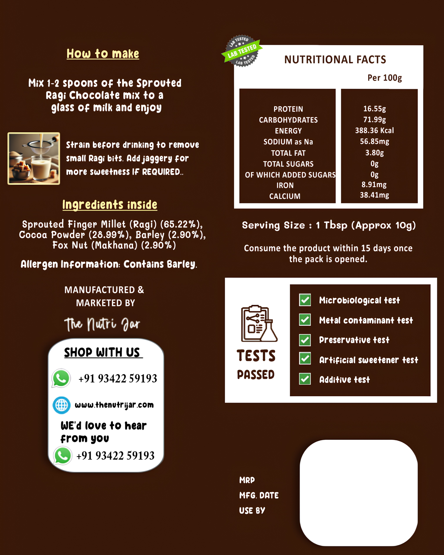 Sprouted Choco Ragi Milk Mix(200g)
