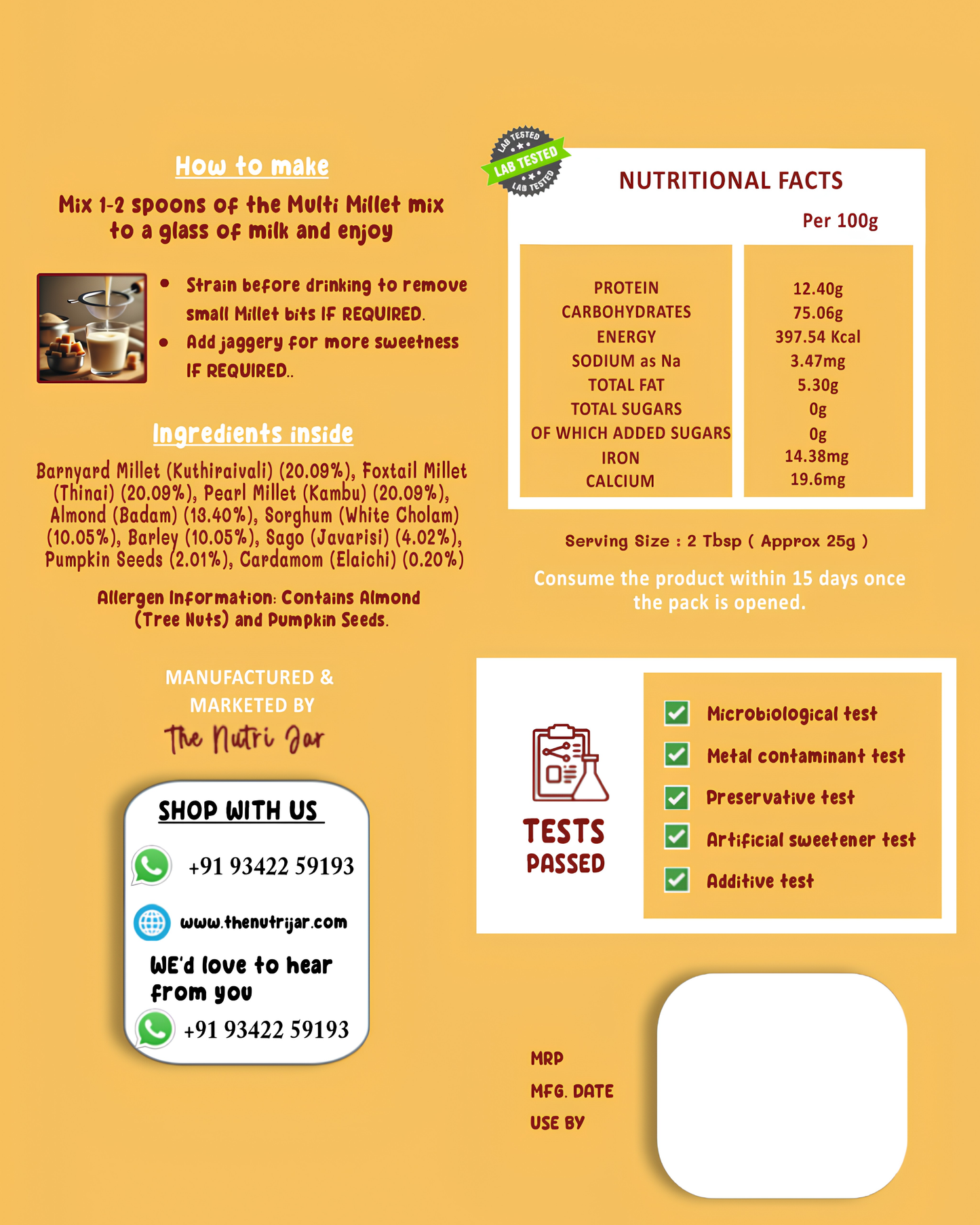 Multi Millet Drink Milk Mix - Trial Pack(50g)