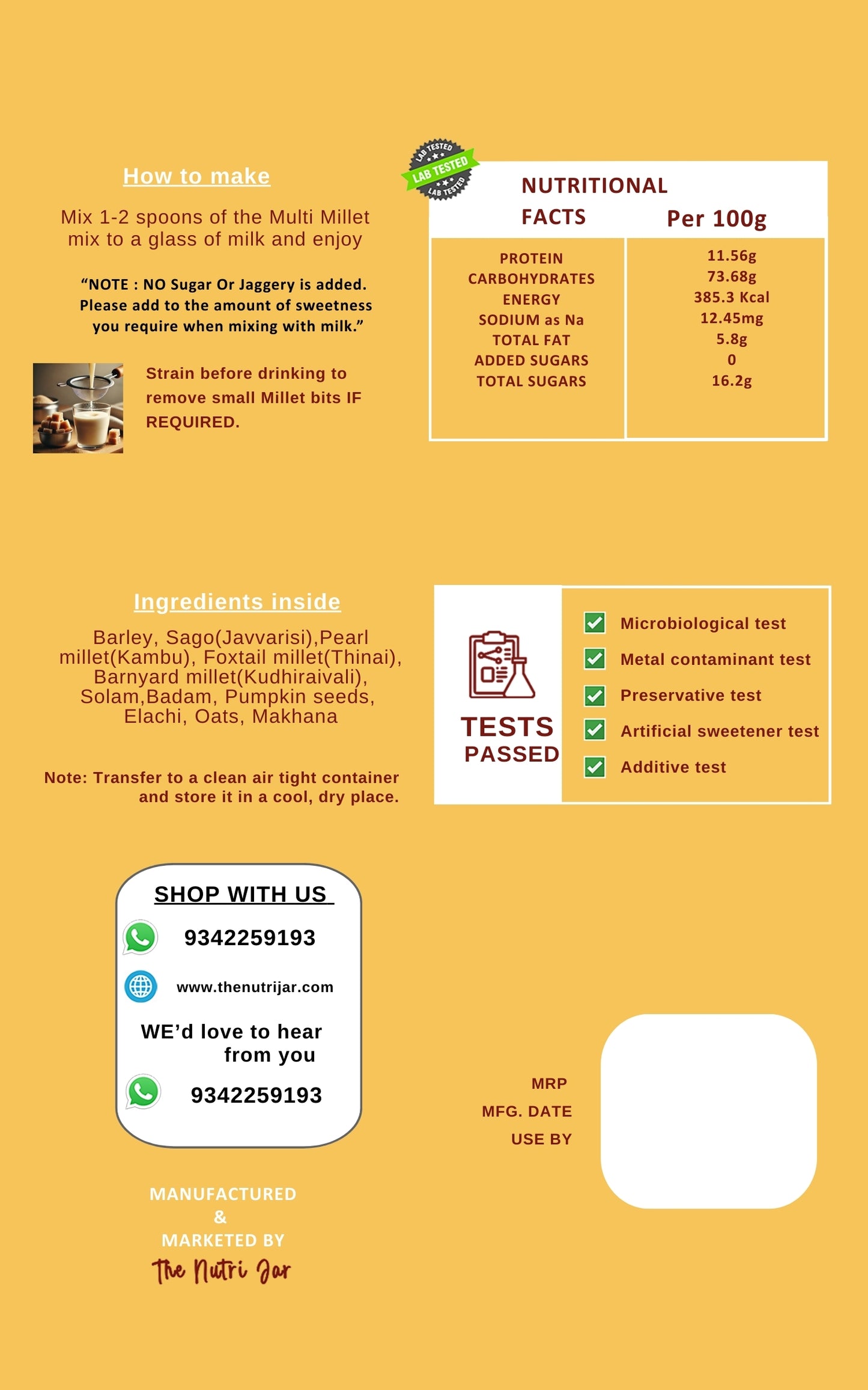 Multi Millet Drink Mix - Trial Pack(50g)