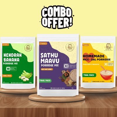 Nutri Combo Trial - Sathumaavu(50g) + Homemade rice-dal porridge50g) + Nendran Banana Porridge(50g)
