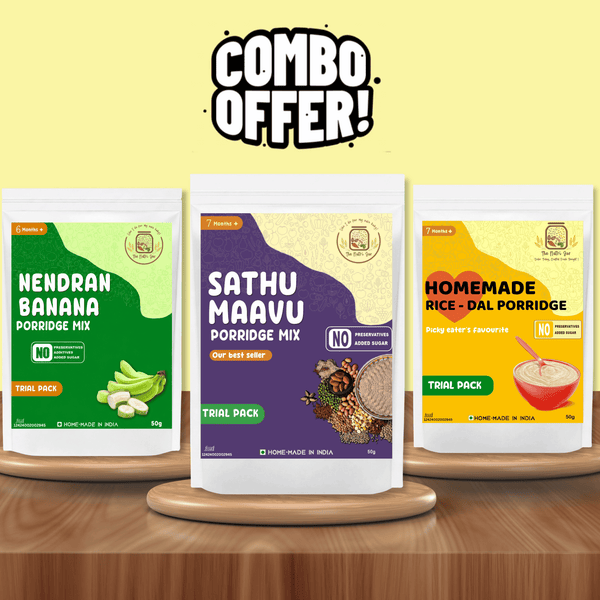 Nutri Combo Trial - Sathumaavu(50g) + Homemade rice-dal porridge50g) + Nendran Banana Porridge(50g)