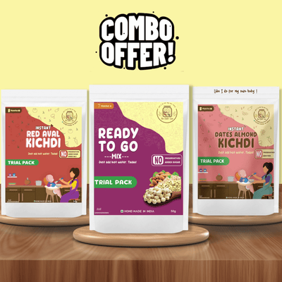 Travel Friendly Combo 2(Super Rich) Trial -         Instant Dates Almond Kichdi(50g) + Instant Red Aval Kichdi(50g) + Ready To Go Mix(50g)