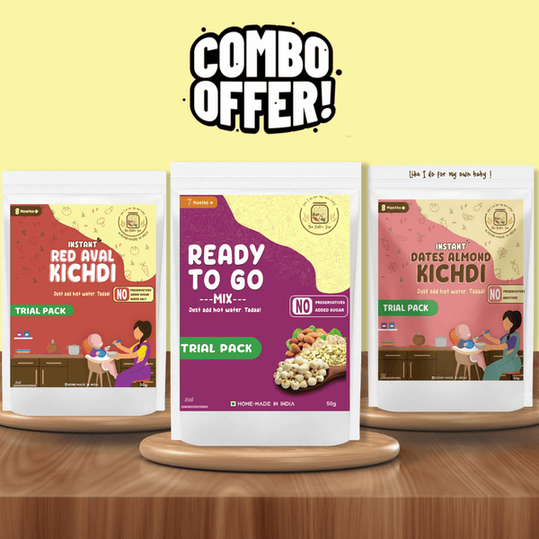 Travel Friendly Combo 2(Super Rich) Trial -         Instant Dates Almond Kichdi(50g) + Instant Red Aval Kichdi(50g) + Ready To Go Mix(50g)