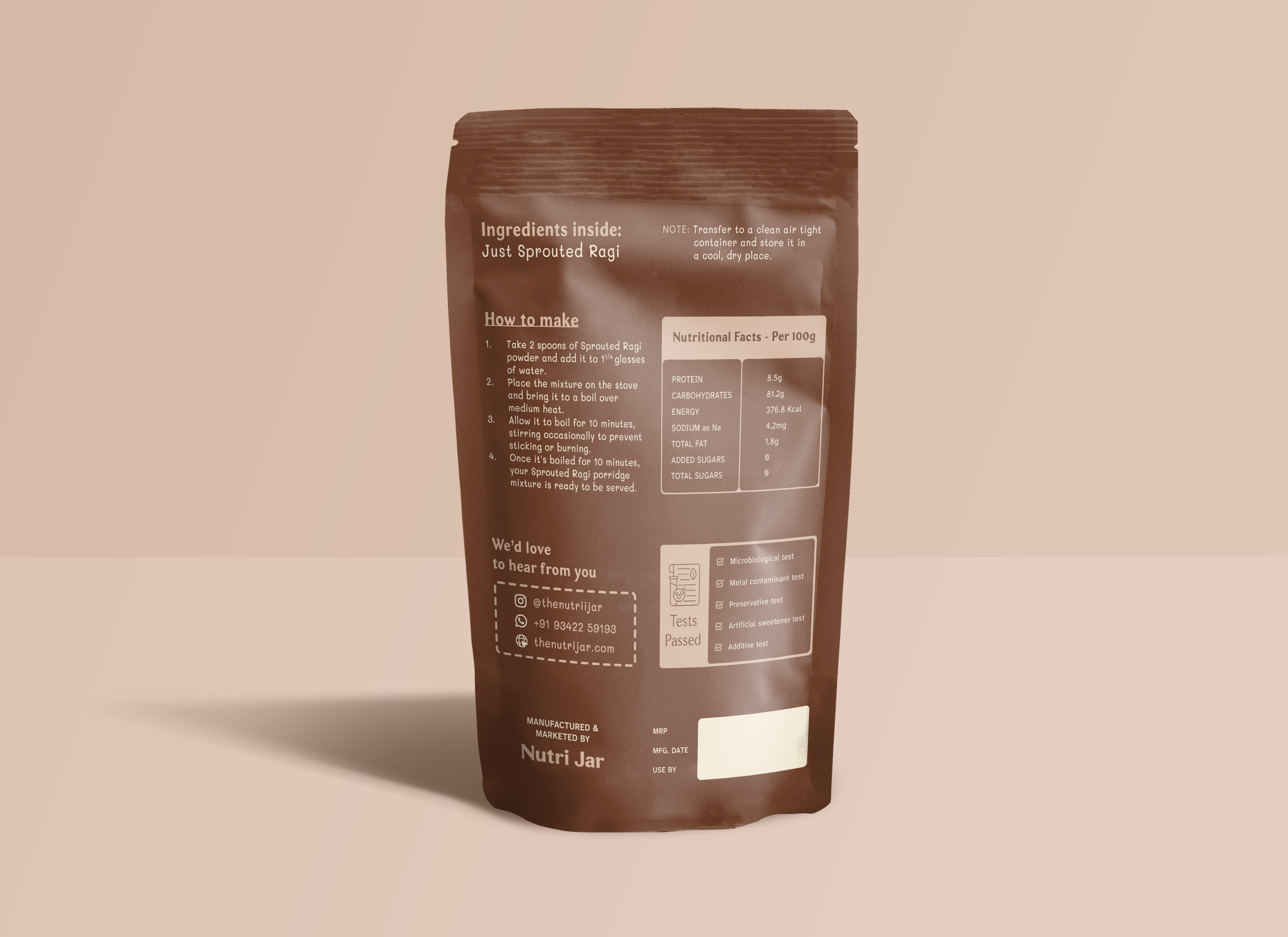 Organic Sprouted Ragi Porridge Mix(200g)