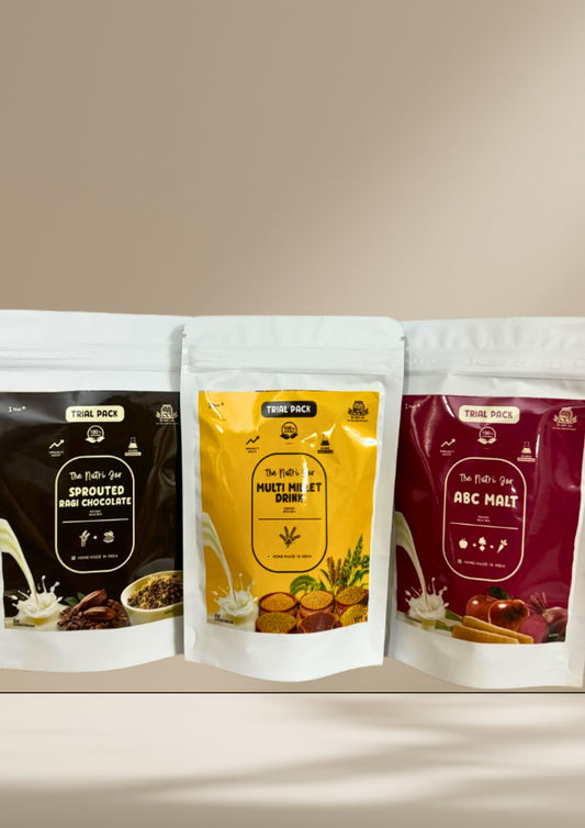 Instant Drink Mix Trial Combo - (ABC Malt 50g + Sprouted Ragi Choco 50g + Multi Millet drink mix 50g)