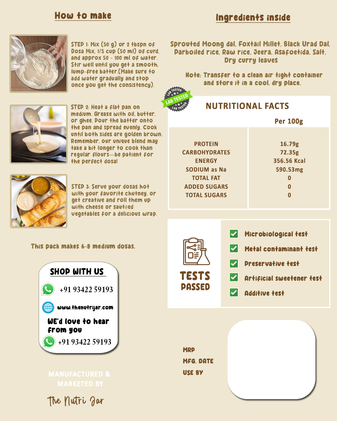 Sprouted Moong Dal millet Dosa Mix(200g)