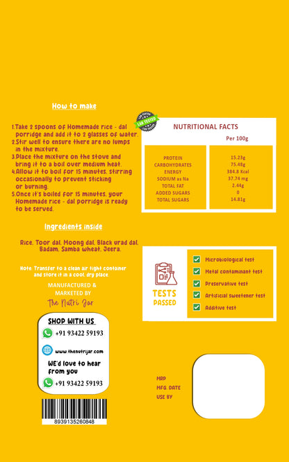 Homemade Rice-Dal Porridge - Trial Pack