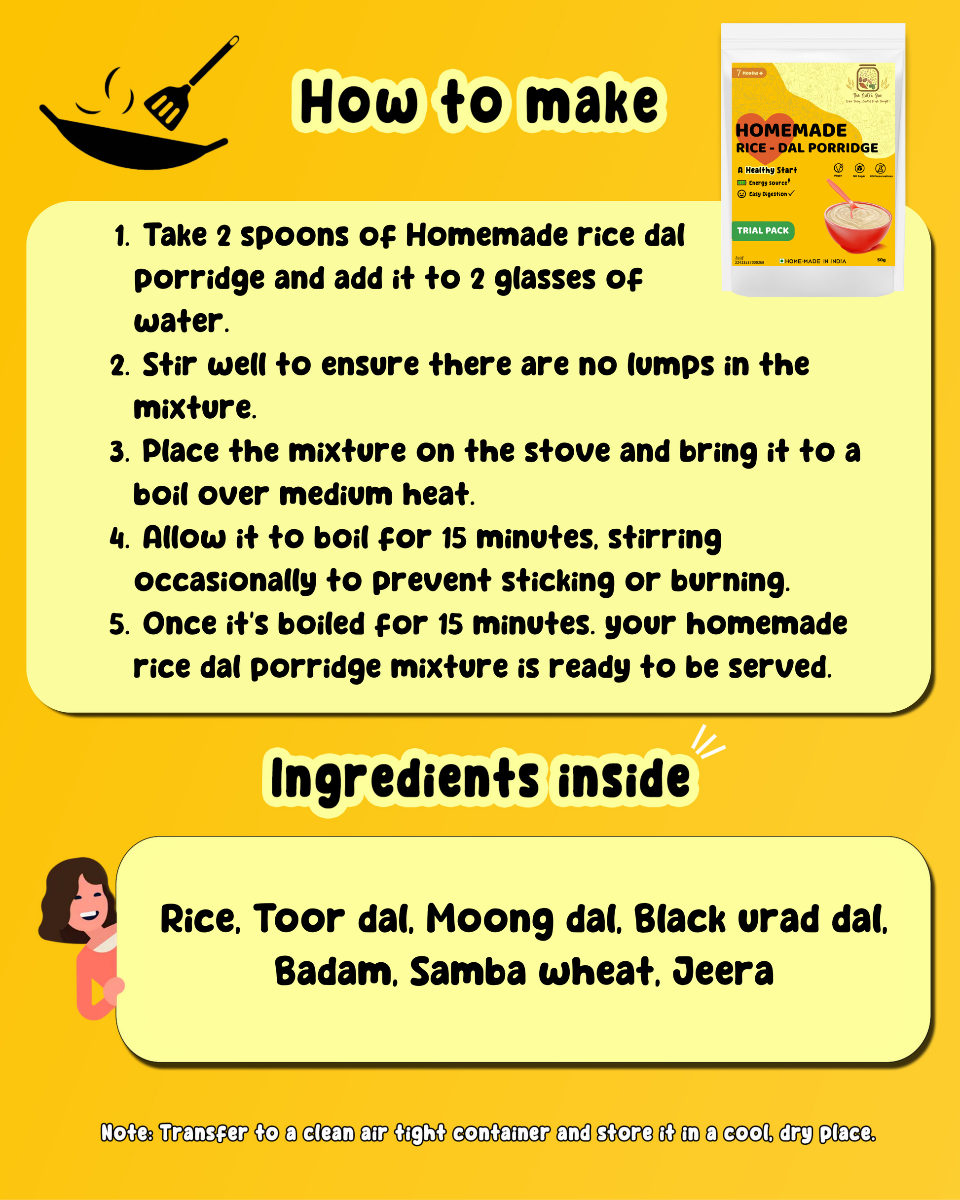 Homemade Rice-Dal Porridge - Trial Pack – The Nutri Jar