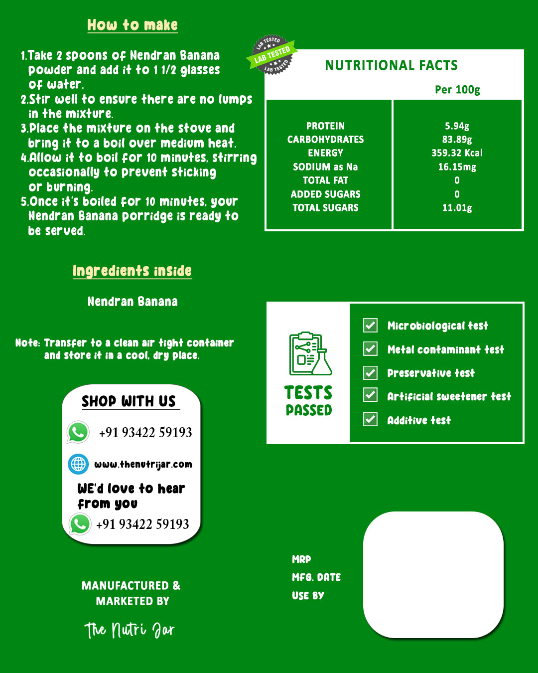 Nendran Banana Porridge Mix - Trial Pack