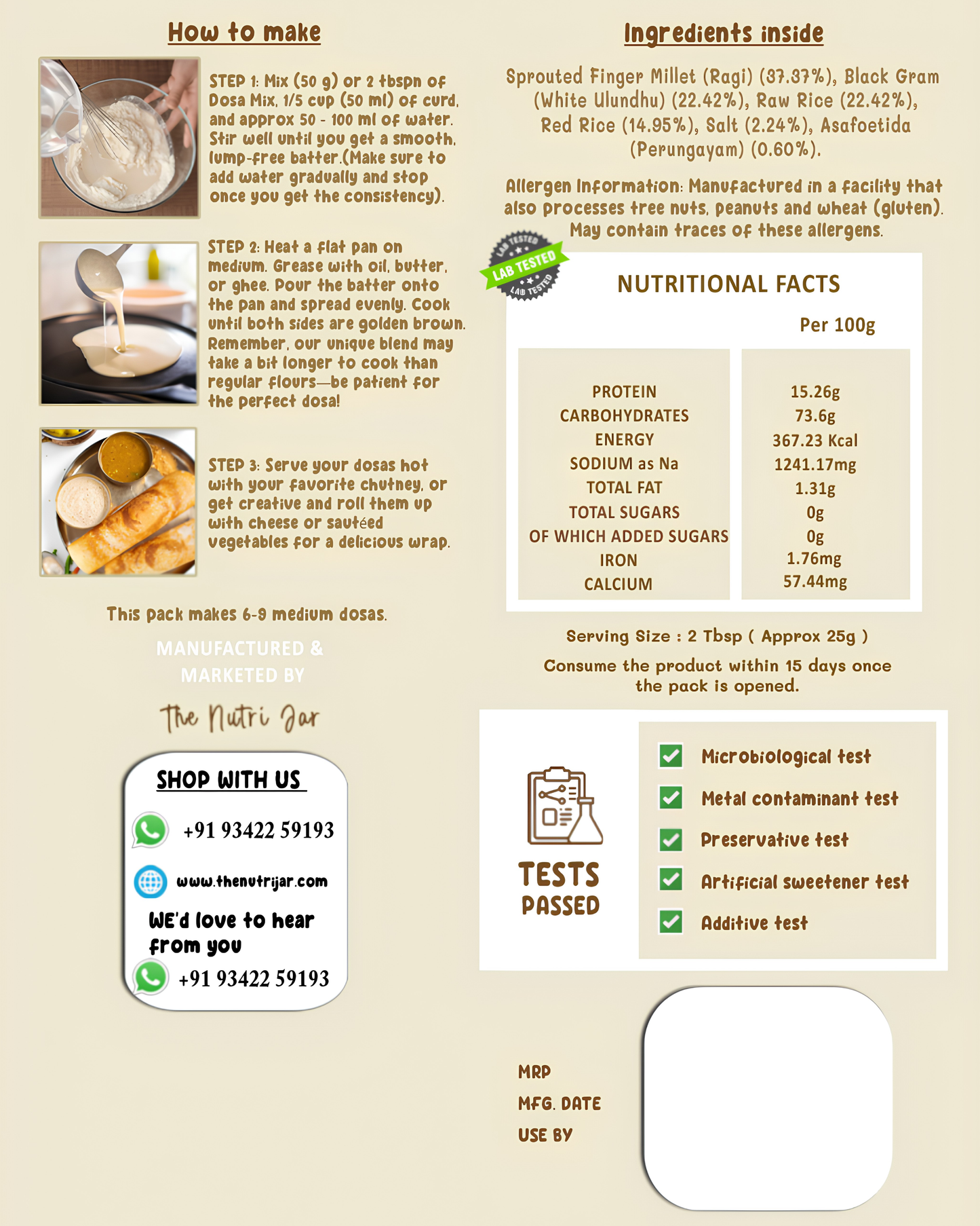 Sprouted Ragi Dosa Mix(200g)