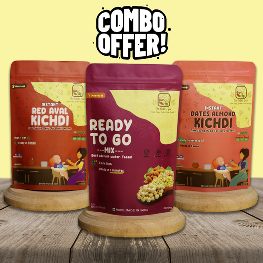Travel Friendly Combo 2(Super Rich) Trial -         Instant Dates Almond Kichdi(50g) + Instant Red Aval Kichdi(50g) + Ready To Go Mix(50g)